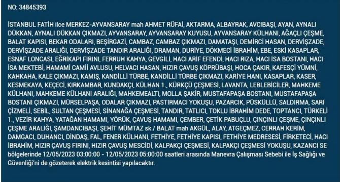 İstanbul da bugün elektrik kesintisi olacak mı? 12 Mayıs 2023 Perşembe elektrik kesintisi yaşanacak ilçeler!