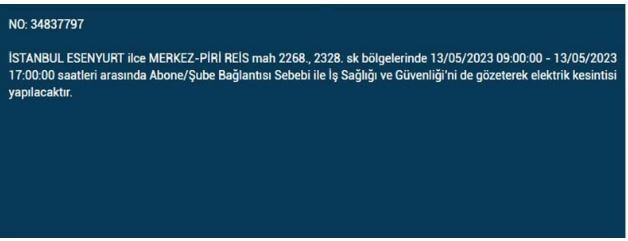Elektrikler gidecek! İstanbul da elektrik kesintisi olan ilçeler! 13 Mayıs 2023 Cumartesi elektrik kesintisi yaşanacak!