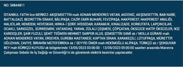Elektrikler gidecek! İstanbul da elektrik kesintisi olan ilçeler! 13 Mayıs 2023 Cumartesi elektrik kesintisi yaşanacak!