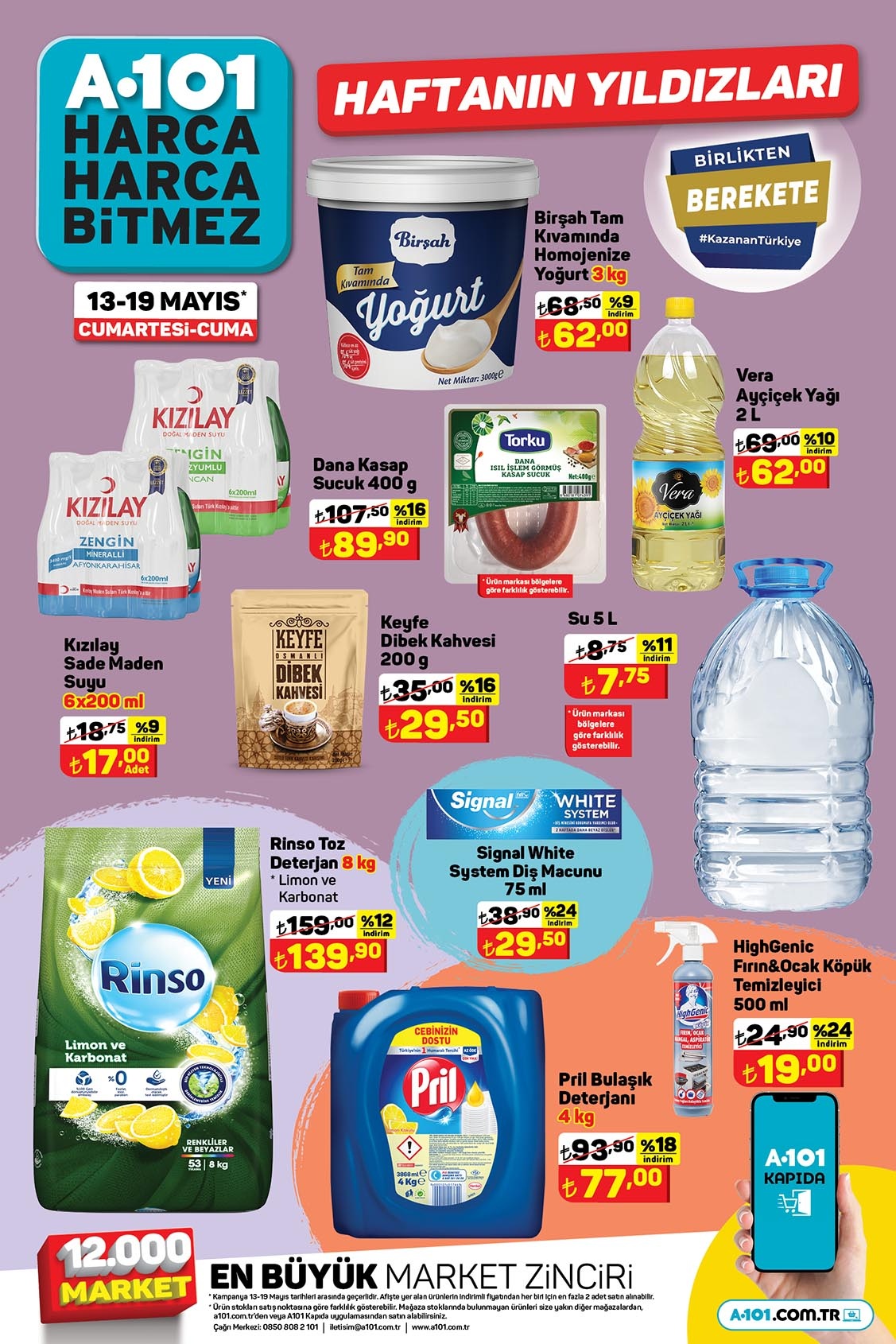 A101 de yüzde 40 a varan indirim! Ayçiçek yağı 62 TL ye, 8 kg toz deterjan 139 TL ye düştü!