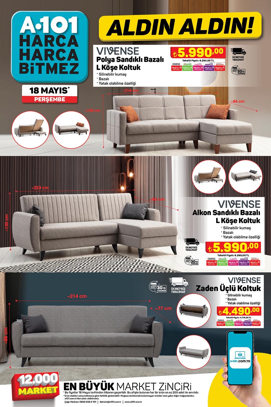 A101’de indirimsiz ürün kalmadı! Halı yıkama makinesi 1900 TL’ye, kettle 289 TL’ye, tost makinesi 750 TL’ye düştü!