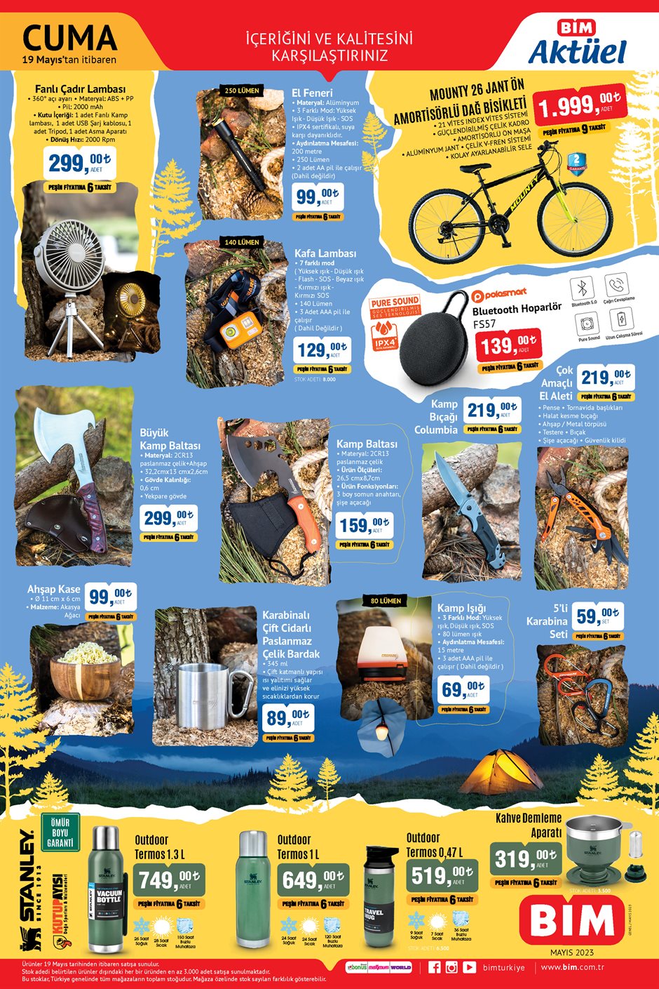 BİM e Stanley termos çeşitleri ve kamp bıçağı, baltası geliyor! Sepet dolduracak uygun fiyatlı kampanya başlıyor!