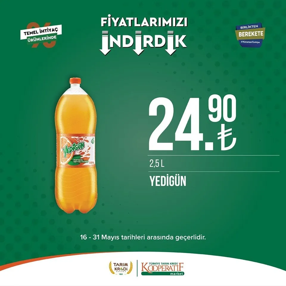 Tarım Kredi Market yeni indirimli ürünlerini duyurdu; Ayçiçek yağı 135 TL ye, Dana Sucuk 289,90 TL ye düştü