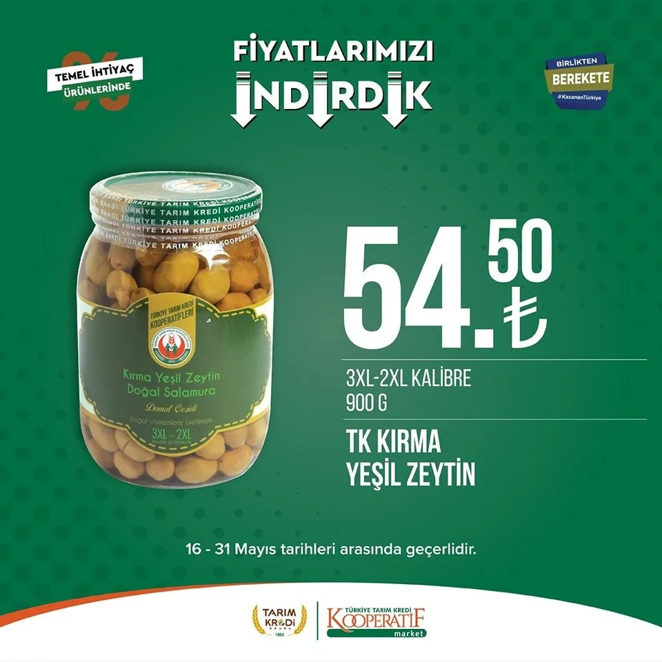Tarım Kredi Market yeni indirimli ürünlerini duyurdu; Ayçiçek yağı 135 TL ye, Dana Sucuk 289,90 TL ye düştü