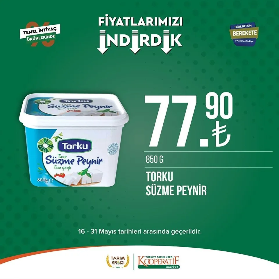 Tarım Kredi Market yeni indirimli ürünlerini duyurdu; Ayçiçek yağı 135 TL ye, Dana Sucuk 289,90 TL ye düştü