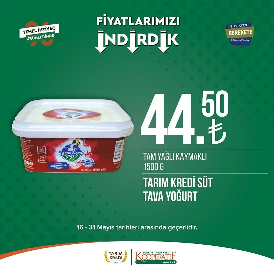 Tarım Kredi Market yeni indirimli ürünlerini duyurdu; Ayçiçek yağı 135 TL ye, Dana Sucuk 289,90 TL ye düştü