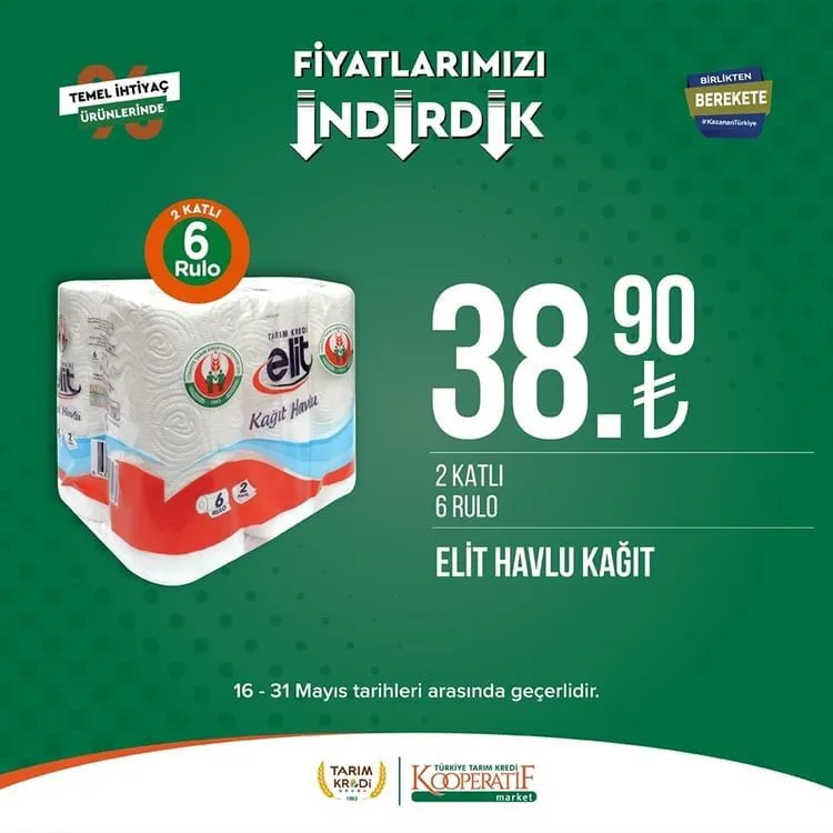 Tarım Kredi Market yeni indirimli ürünlerini duyurdu; Ayçiçek yağı 135 TL ye, Dana Sucuk 289,90 TL ye düştü