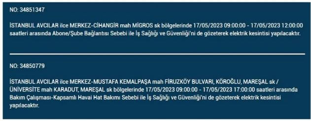 Elektrikler yarın kesilecek! Elektrikler nerede kesilecek! 17 Mayıs 2023 Çarşamba elektrik kesintisi yaşanacak!