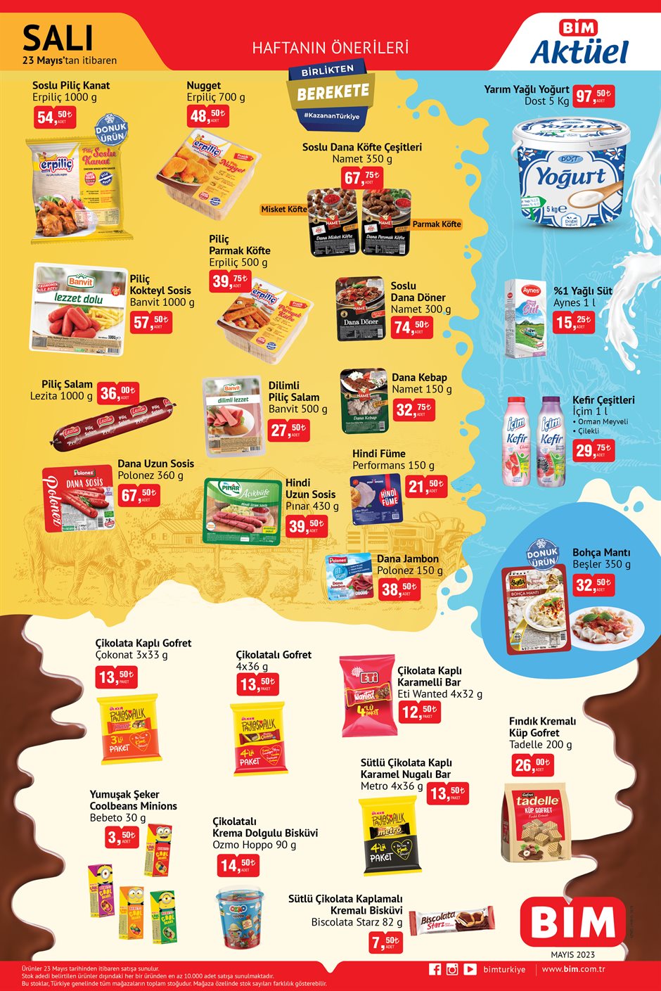 BİM de piliç kanat 54 TL ye, nugget erpiliç 48 TL ye, dana köfte 67 TL ye düştü! BİM yeni aktüel ürünler kataloğu!