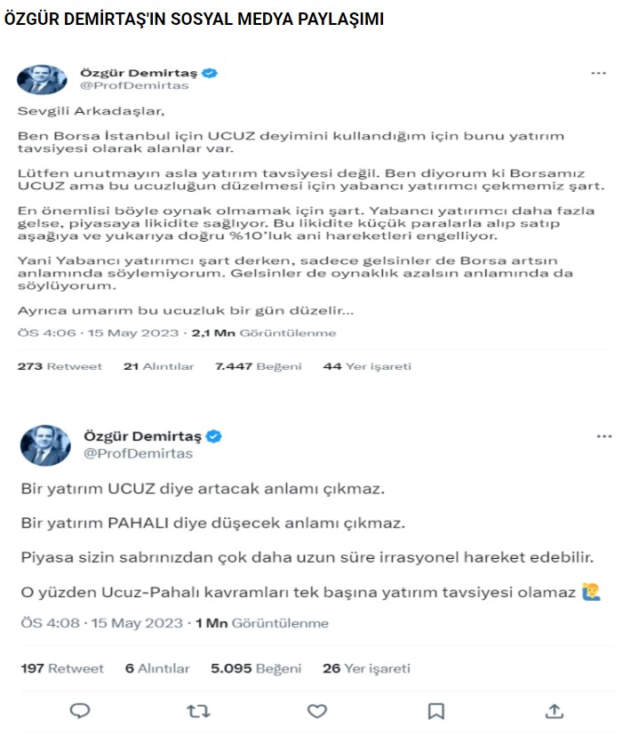 Özgür Demirtaş Borsa da parası olanları uyardı! Yatırımcılar bu habere dikkat