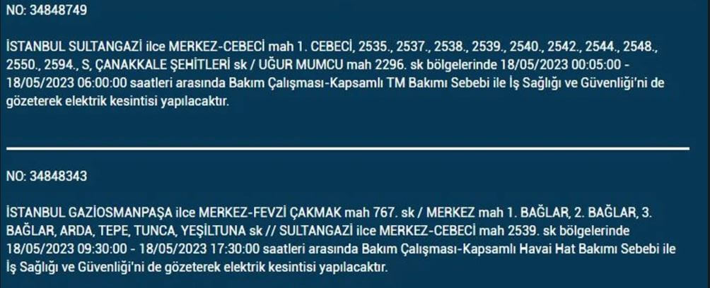 Elektrik kesintisi olacak mı? Yarın elektrikler nerede kesilecek? 18 Mayıs 2023 Perşembe elektrik kesintisi yaşanacak!