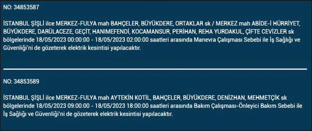 Elektrik kesintisi olacak mı? Yarın elektrikler nerede kesilecek? 18 Mayıs 2023 Perşembe elektrik kesintisi yaşanacak!