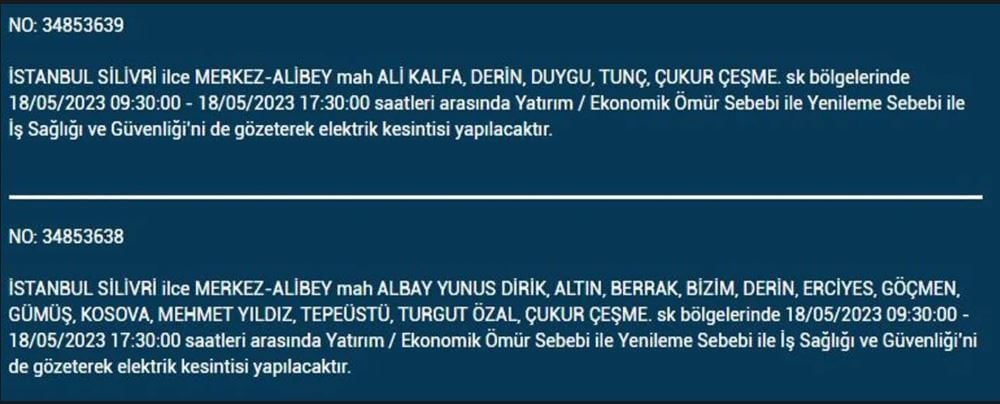 Elektrik kesintisi olacak mı? Yarın elektrikler nerede kesilecek? 18 Mayıs 2023 Perşembe elektrik kesintisi yaşanacak!