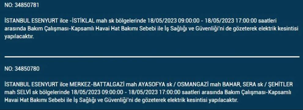 Elektrik kesintisi olacak mı? Yarın elektrikler nerede kesilecek? 18 Mayıs 2023 Perşembe elektrik kesintisi yaşanacak!