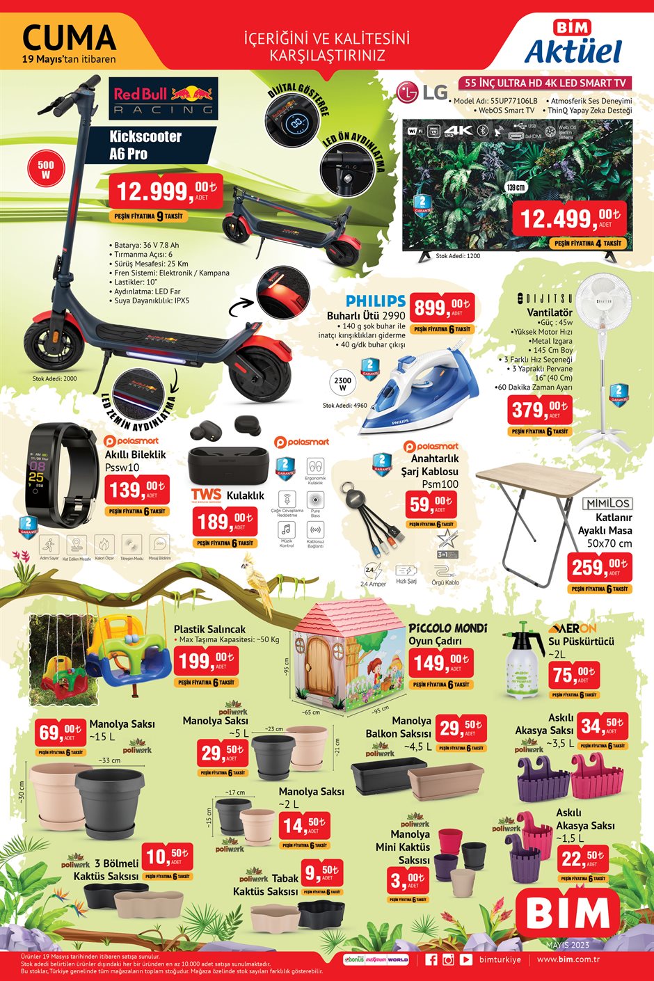 BİM’de 19 Mayıs’a özel indirim! Bluetooth hoparlör 139 TL, fanlı çadır lambası 300 TL, balkon saksısı 29,50 TL...