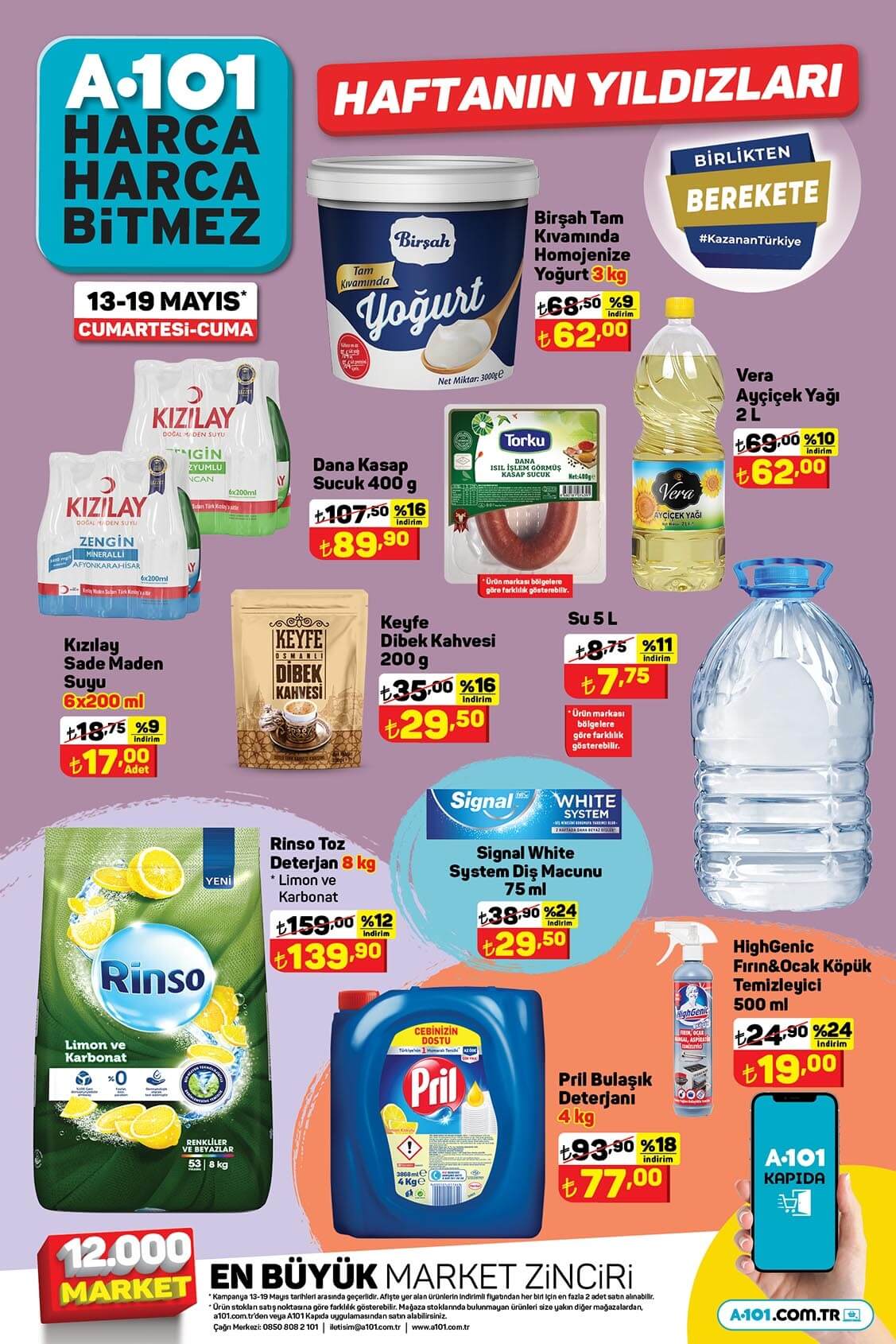A101 de ayçiçek yağı 62 TL ye, 8 kg toz deterjan 139 TL ye düştü! A101 den yeni hafta indirimleri