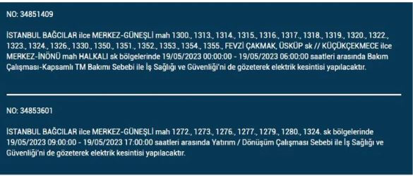 Elektrikler gidecek! Yarın İstanbul da elektrikler kesilecek mi? 19 Mayıs 2023 Cuma elektrik kesilecek ilçeler!