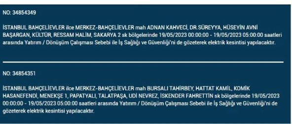 Elektrikler gidecek! Yarın İstanbul da elektrikler kesilecek mi? 19 Mayıs 2023 Cuma elektrik kesilecek ilçeler!