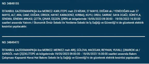 Elektrikler gidecek! Yarın İstanbul da elektrikler kesilecek mi? 19 Mayıs 2023 Cuma elektrik kesilecek ilçeler!