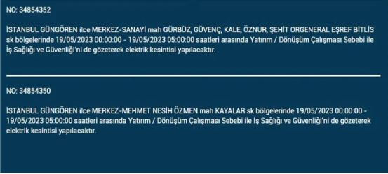 Elektrikler gidecek! Yarın İstanbul da elektrikler kesilecek mi? 19 Mayıs 2023 Cuma elektrik kesilecek ilçeler!