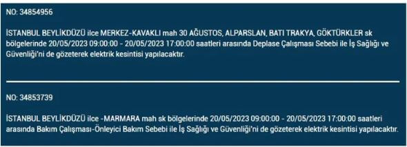 Elektrik kesintisi sorgulama! İstanbul da elektrikler kesilecek mi? 20 Mayıs 2023 Cumartesi elektrik kesilecek ilçeler!