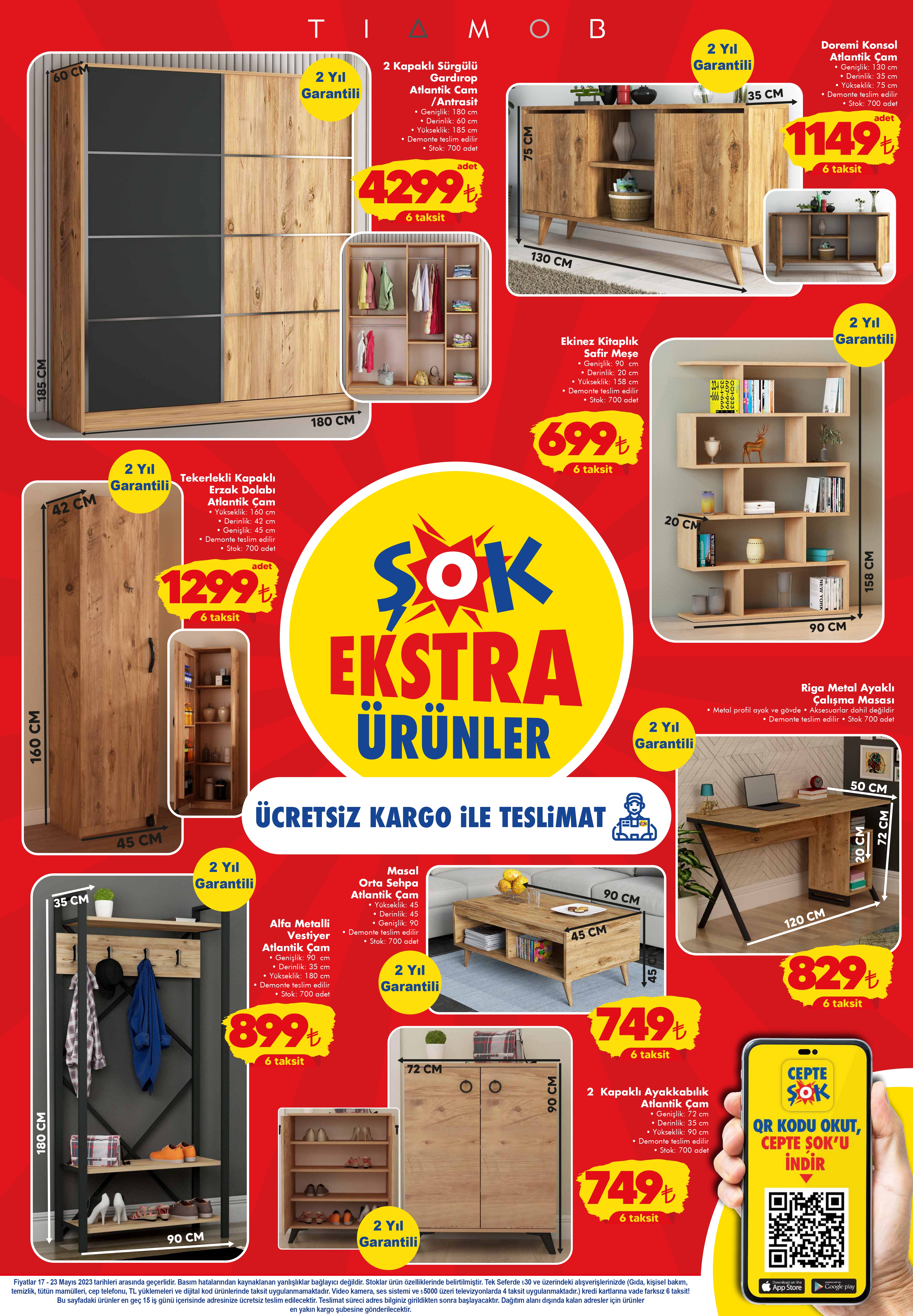 ŞOK’ta iki kapaklı gardırop 4300 TL’ye, konsol 1150 TL’ye, vestiyer 900 TL’ye düştü!