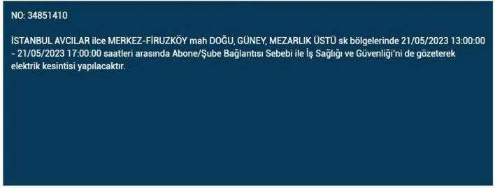 Yarın elektrik kesintisi olacak mı? Elektrik kesintisi bugün ne kadar sürecek? 21 Mayıs 2023 elektrik kesilecek ilçeler!