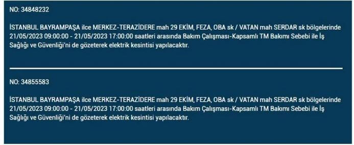 Yarın elektrik kesintisi olacak mı? Elektrik kesintisi bugün ne kadar sürecek? 21 Mayıs 2023 elektrik kesilecek ilçeler!