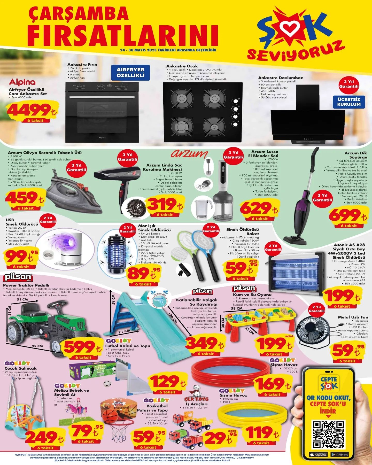 Şok marketten 7 sayfalık indirimli aktüel ürünler kataloğu; 24 Mayıs Çarşamba günü raflarda olacak