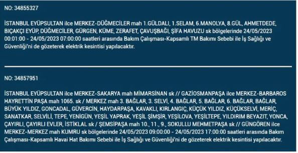 Elektrikler kesintisi! Bugün elektrikler kesilecek mi? İşte 24 Mayıs 2023 elektrik kesintisi yaşanacak ilçeler!