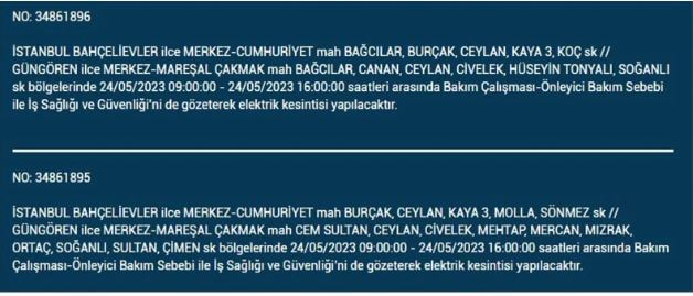 Elektrikler kesintisi! Bugün elektrikler kesilecek mi? İşte 24 Mayıs 2023 elektrik kesintisi yaşanacak ilçeler!