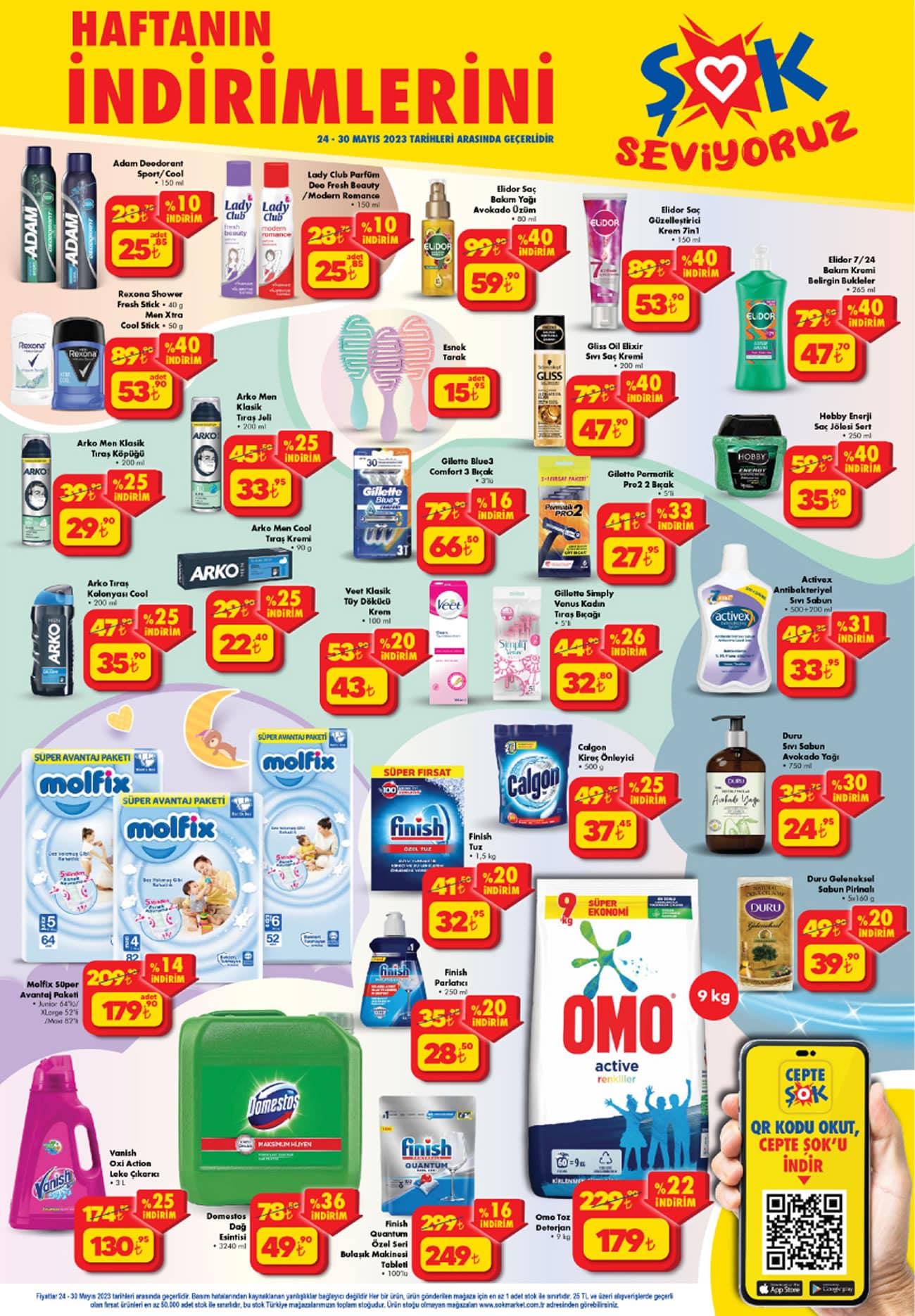 Molfix süper avantaj paketi ve 9 kg Omo ekonomik toz deterjan 179 TL ye düştü! Yetişen hemen alacak!