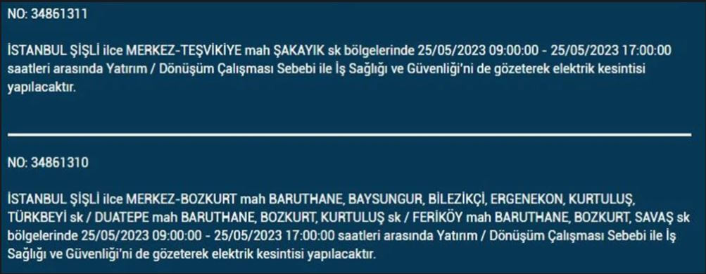 Bugün nerede elektrikler kesilecek? İşte 25 Mayıs 2023 elektrik kesintisi yaşanacak ilçeler!