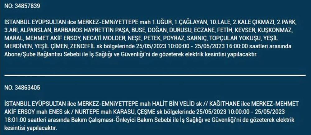 Bugün nerede elektrikler kesilecek? İşte 25 Mayıs 2023 elektrik kesintisi yaşanacak ilçeler!
