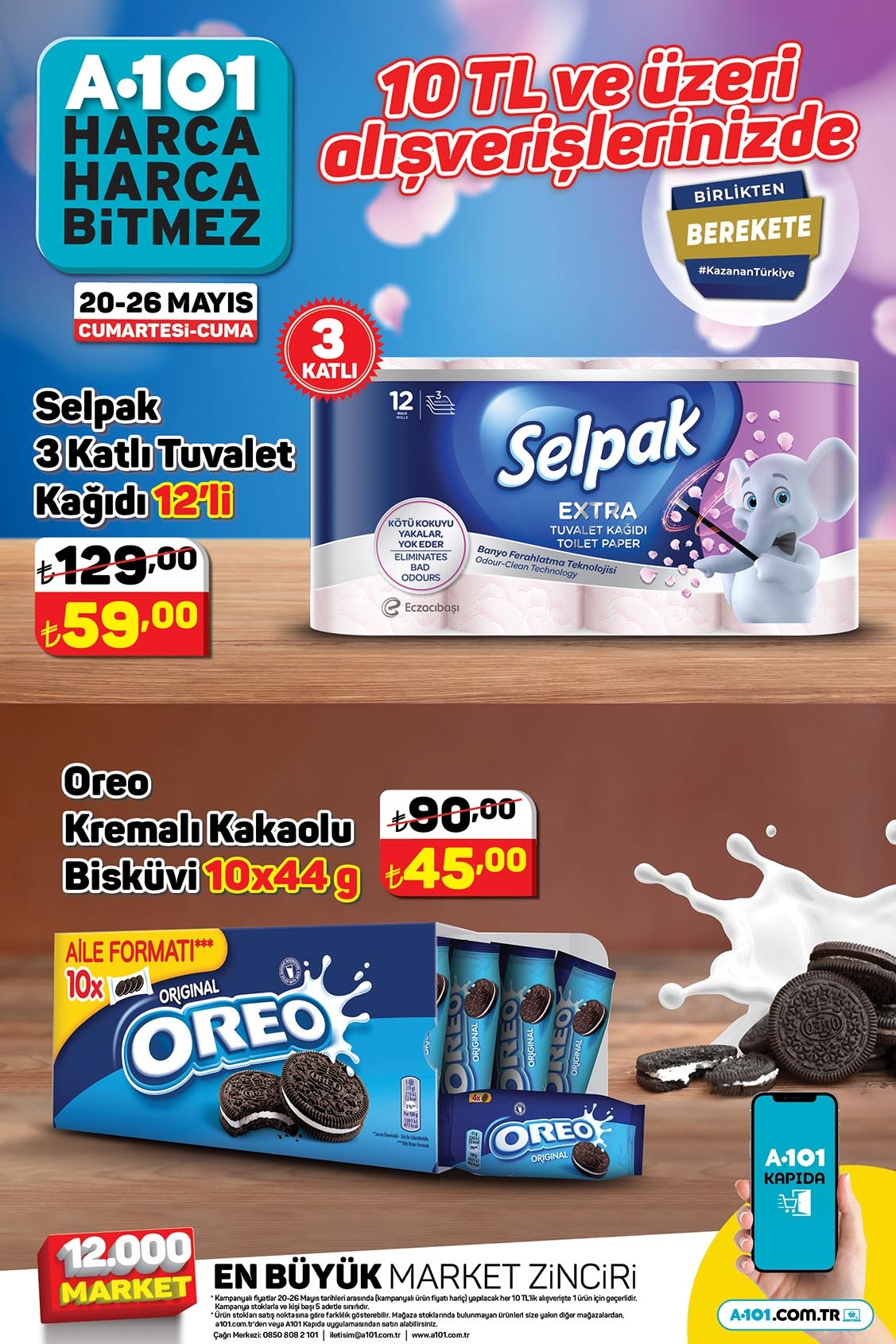 A101’de 12’li tuvalet kâğıdı 60 TL’ye, ayçiçek yağı 130 TL’ye, kırmızı mercimek 57 TL’ye düştü!