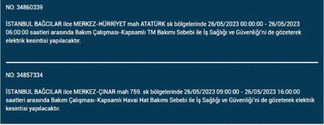 Bugün elektrikler kesilecek mi? 26 Mayıs 2023 elektrik kesintisi yaşanacak ilçeler hangileridir?