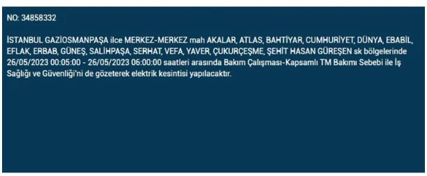 Bugün elektrikler kesilecek mi? 26 Mayıs 2023 elektrik kesintisi yaşanacak ilçeler hangileridir?