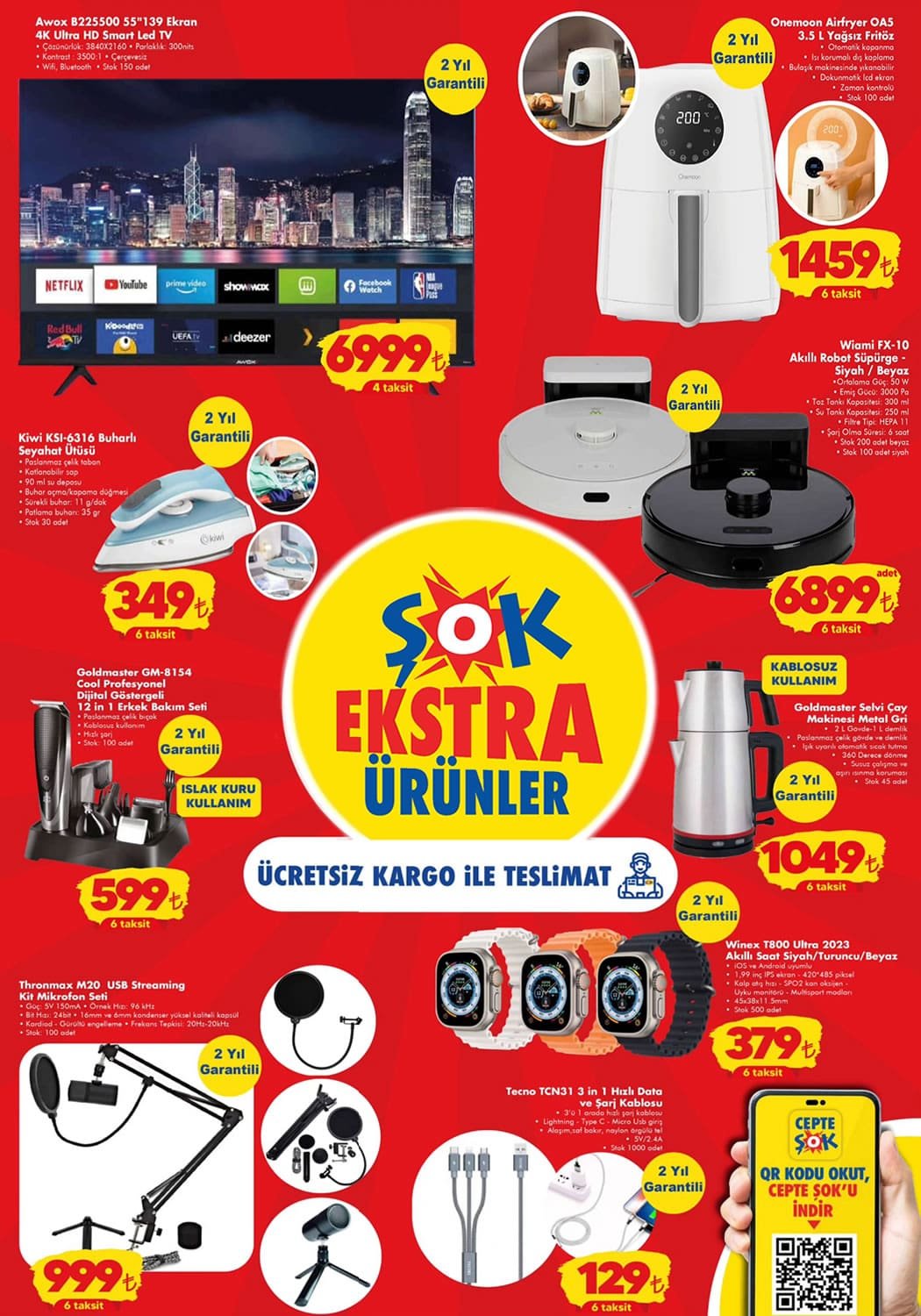 ŞOK’ta erkek bakım seti 600 TL’ye, seyahat ütüsü 350 TL’ye, robot süpürge 6900 TL’ye düştü!