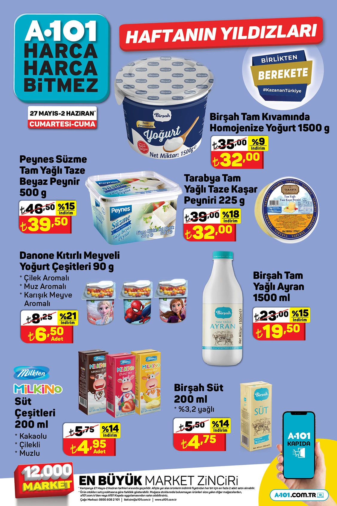 A101 de 7 kg Peros toz deterjan 109 TL ye, 12 li tuvalet kağıdı 46 TL ye, Birşah Bidon yoğurt 39 TL ye düştü! 