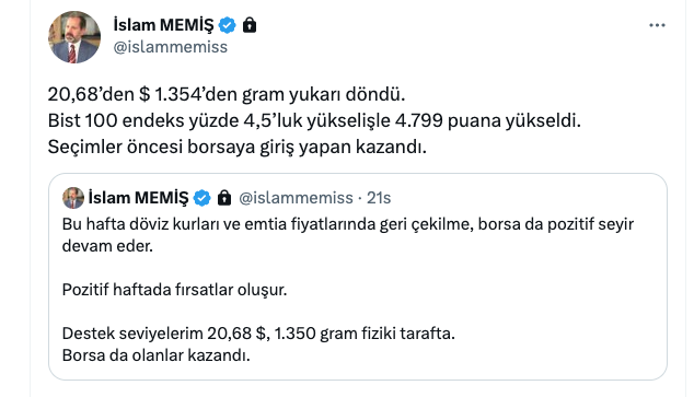 İslam Memiş ten seçim sonrası ilk yorum: Borsaya giriş yapan..."