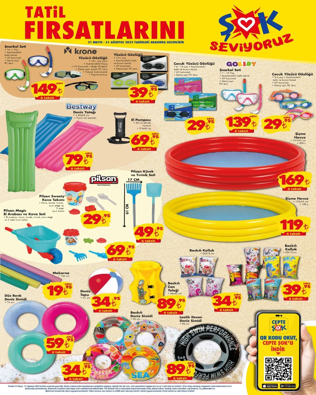 ŞOK tan yaz kataloğu: Deniz şortu 99,95 TL ye, güneş spreyi 330,90 TL ye yüzücü gözlüğü 39,95 TL ye düştü