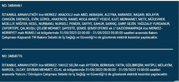 Elektrikler kesilecek mi? 31 Mayıs Çarşamba elektrik kesintisi yaşanacak ilçeler hangileridir?