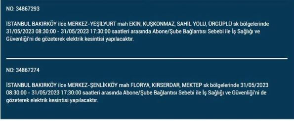 Elektrikler kesilecek mi? 31 Mayıs Çarşamba elektrik kesintisi yaşanacak ilçeler hangileridir?