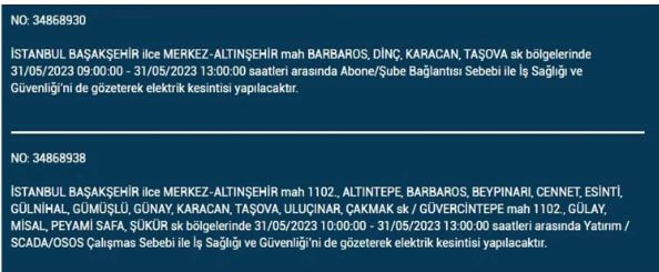 Elektrikler kesilecek mi? 31 Mayıs Çarşamba elektrik kesintisi yaşanacak ilçeler hangileridir?