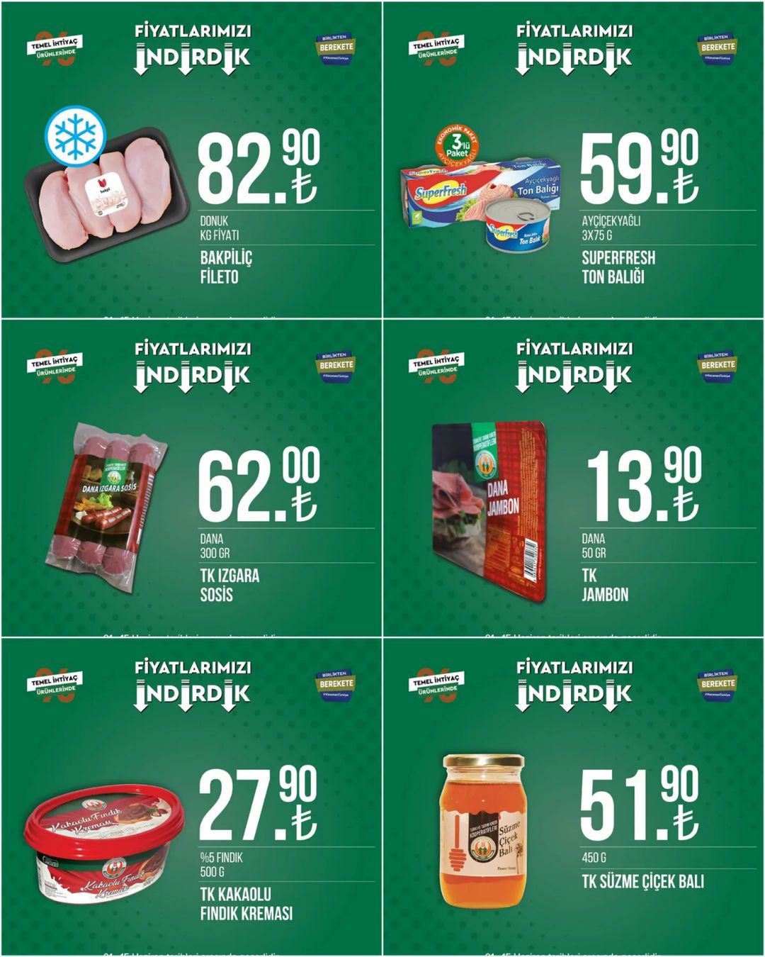 Tarım Kredi Kooperatif Markette fiyatlar indi: 1 lt Ayçiçek yağı 45,50 TL, Pirinç 29,90 TL, domates salçası 37,90 TL