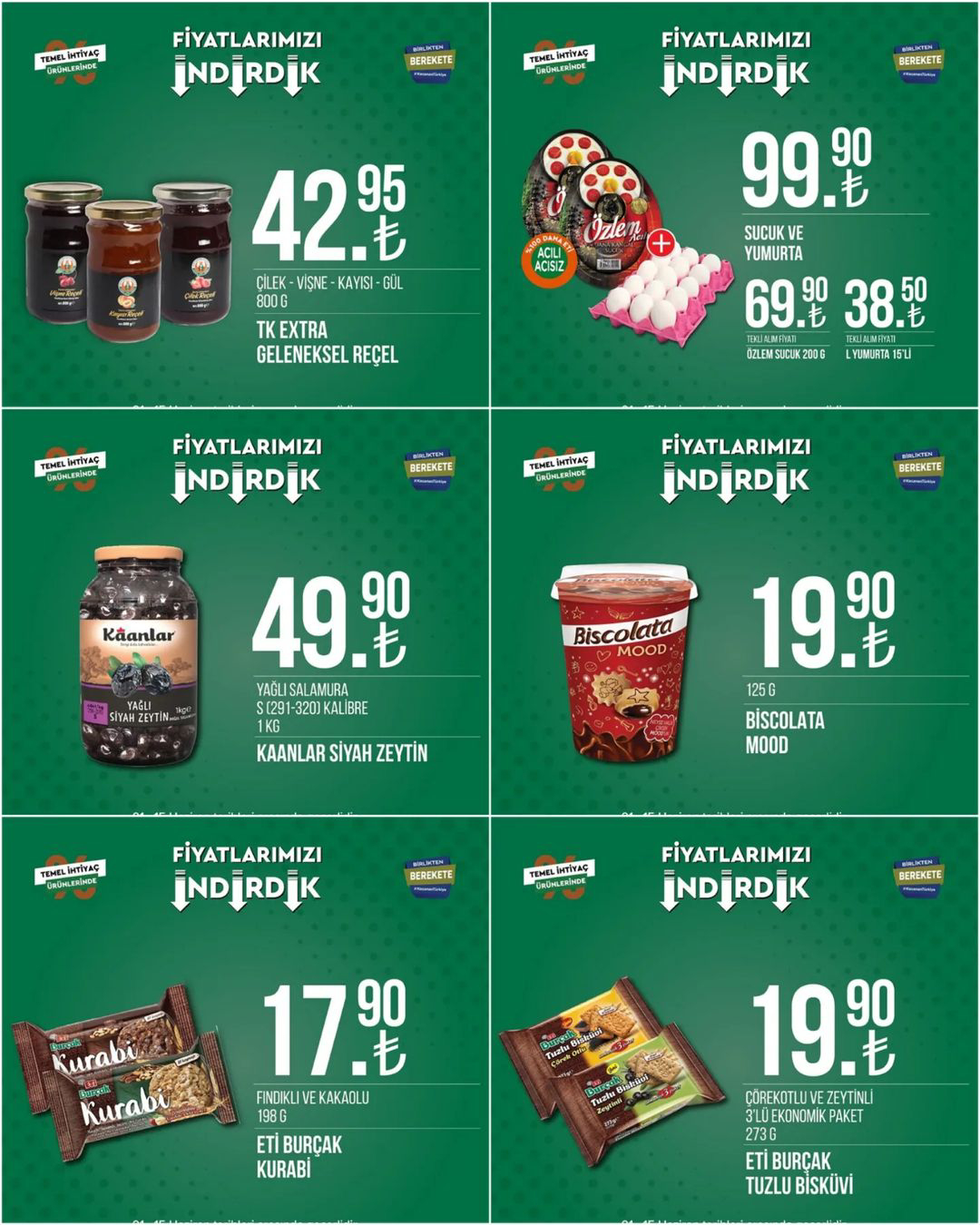 Tarım Kredi Kooperatif Markette fiyatlar indi: 1 lt Ayçiçek yağı 45,50 TL, Pirinç 29,90 TL, domates salçası 37,90 TL