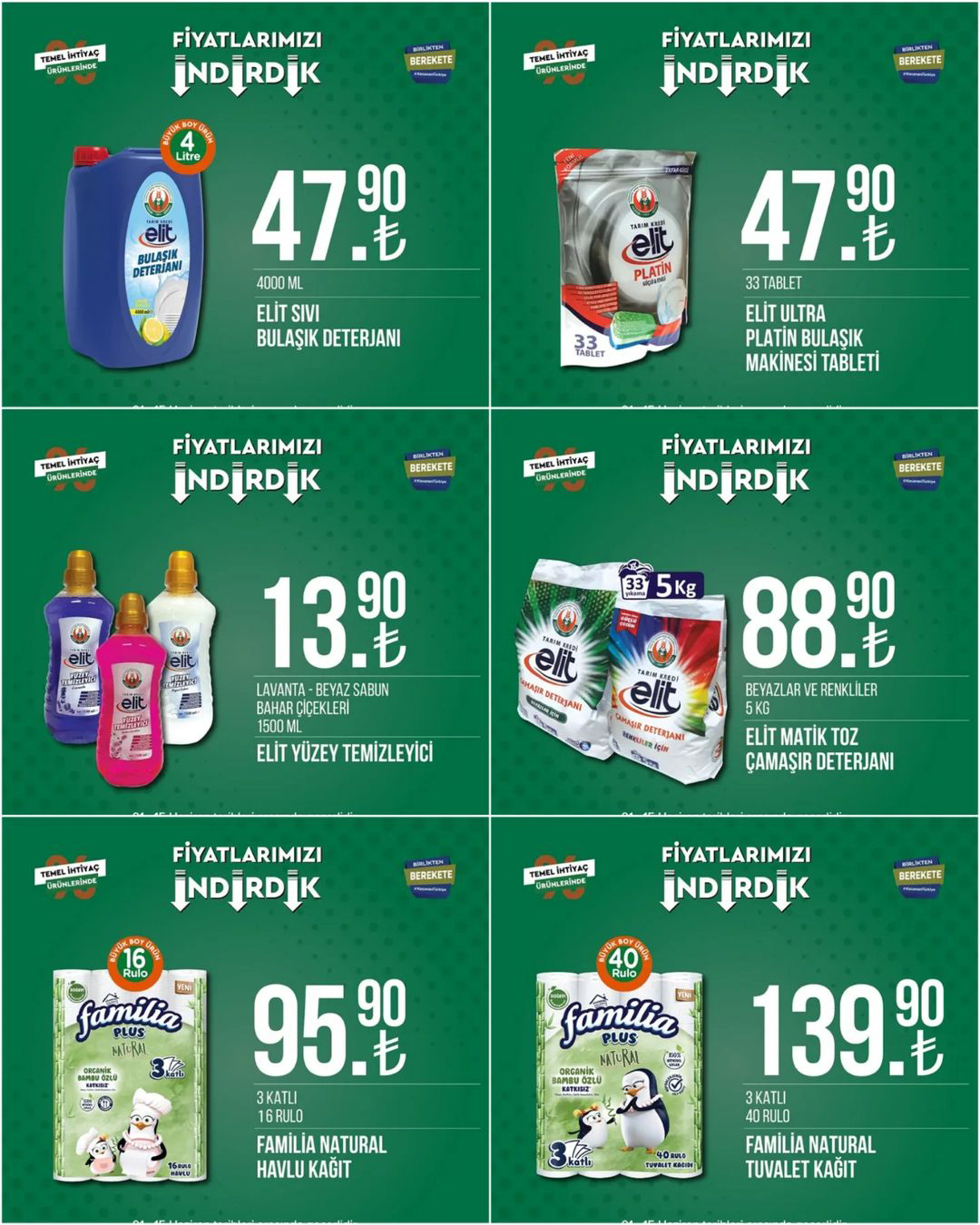 Tarım Kredi Kooperatif Markette fiyatlar indi: 1 lt Ayçiçek yağı 45,50 TL, Pirinç 29,90 TL, domates salçası 37,90 TL