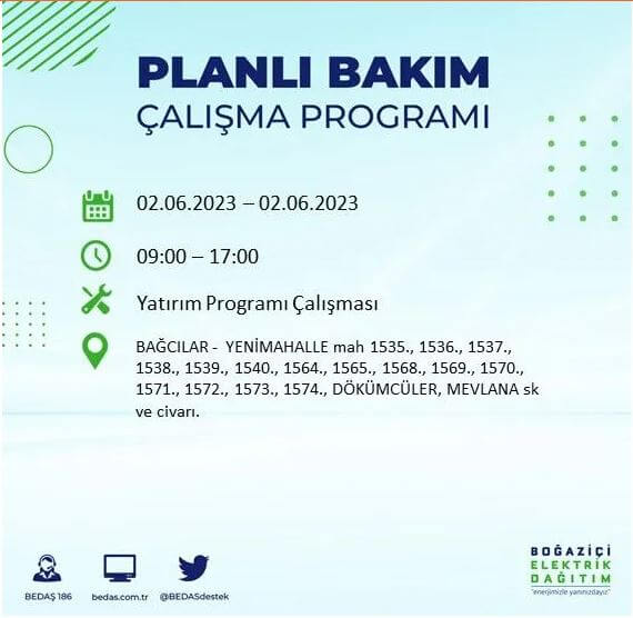 Elektrikler nerede kesilecek? İşte 2 Haziran Cuma elektrik kesintisi yaşanacak ilçeler!