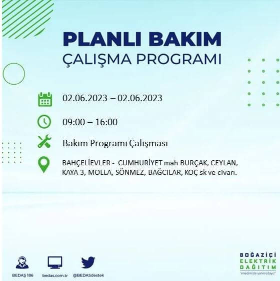 Elektrikler nerede kesilecek? İşte 2 Haziran Cuma elektrik kesintisi yaşanacak ilçeler!