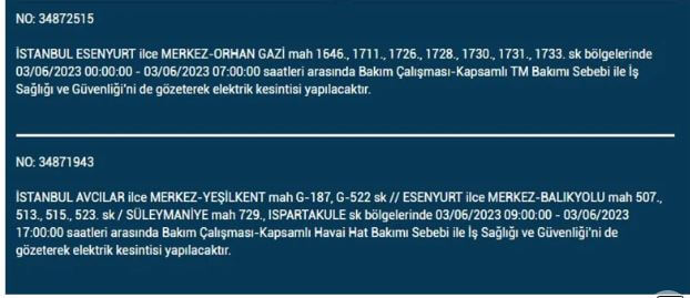 Elektrik kesintisi mi olacak? İşte 3 Haziran Cumartesi elektrik kesintisi yaşanacak ilçeler!